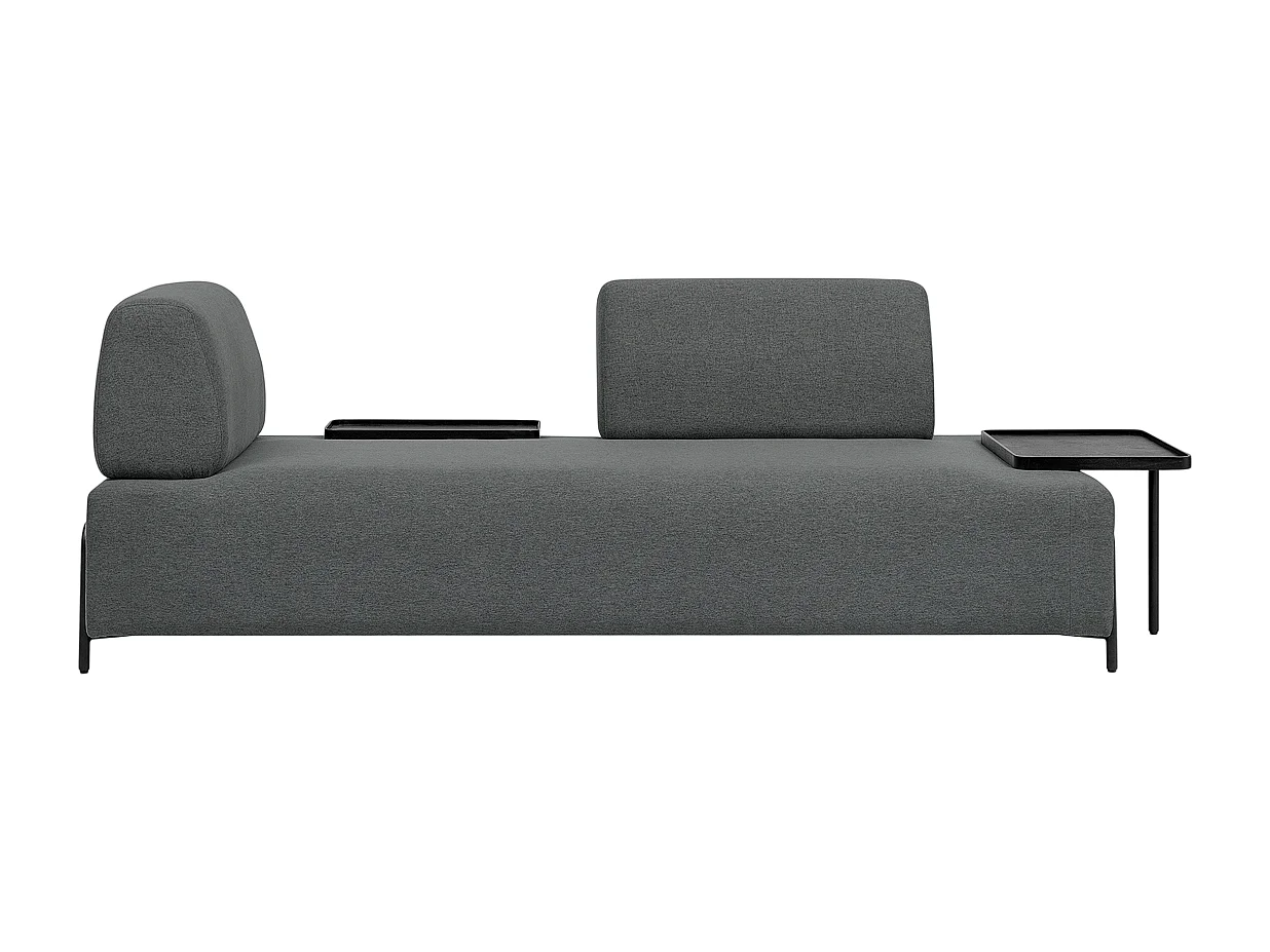 Canapé 3 places design moderne modulable avec tables basses Diadema - Gris foncé
