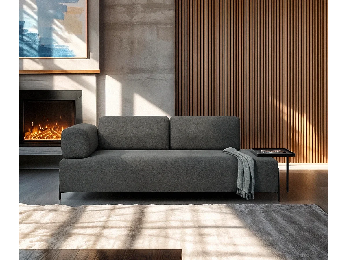 Sofa modular 3-Sitzer modernes Design mit Beistelltischen Diadema - Dunkel Grau