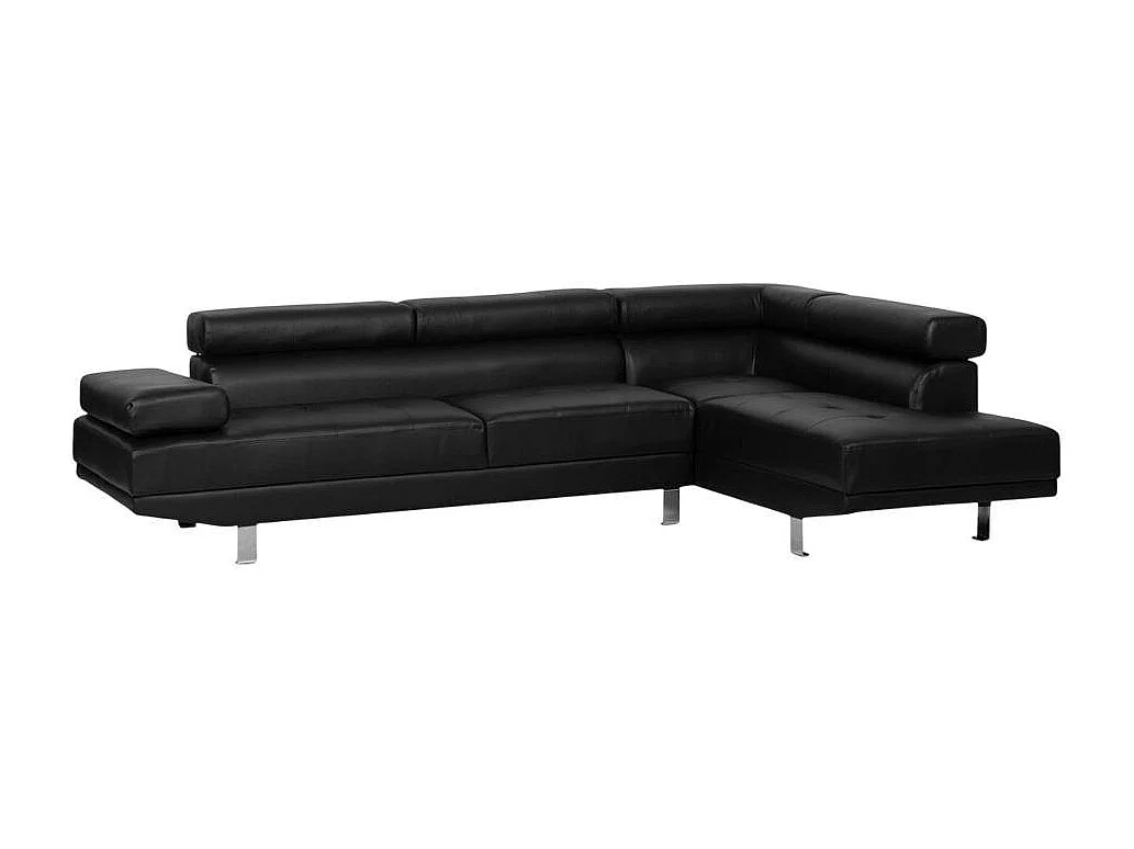 Sofá esquinero con chaise longue de polipiel con reposacabezas reclinables Legatus - Negro