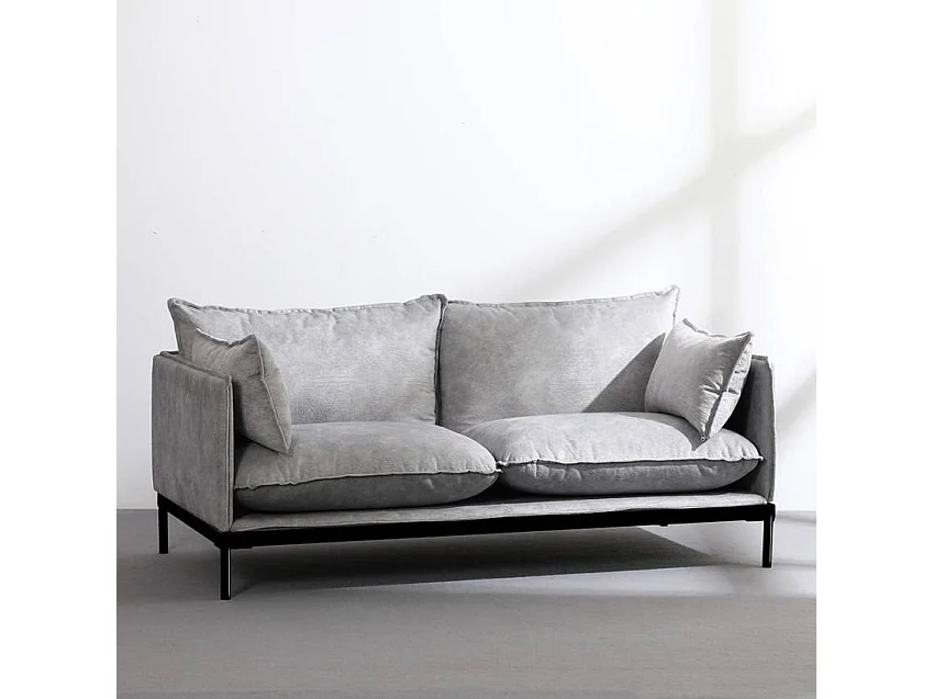 Sofá para el salón de 2 plazas moderno de tela gris tapizado Bonn