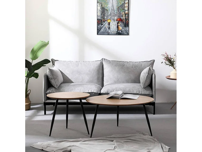 Sofá para el salón de 2 plazas moderno de tela gris tapizado Bonn