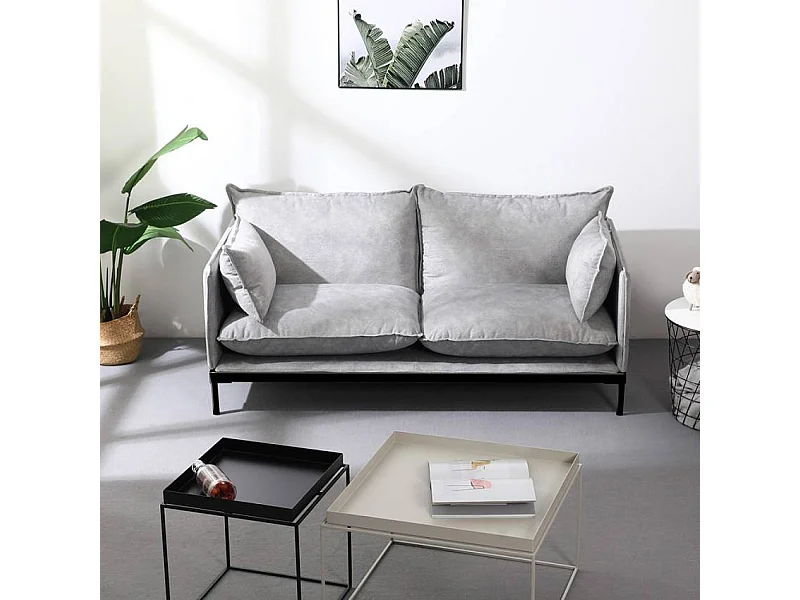 Sofá para el salón de 2 plazas moderno de tela gris tapizado Bonn
