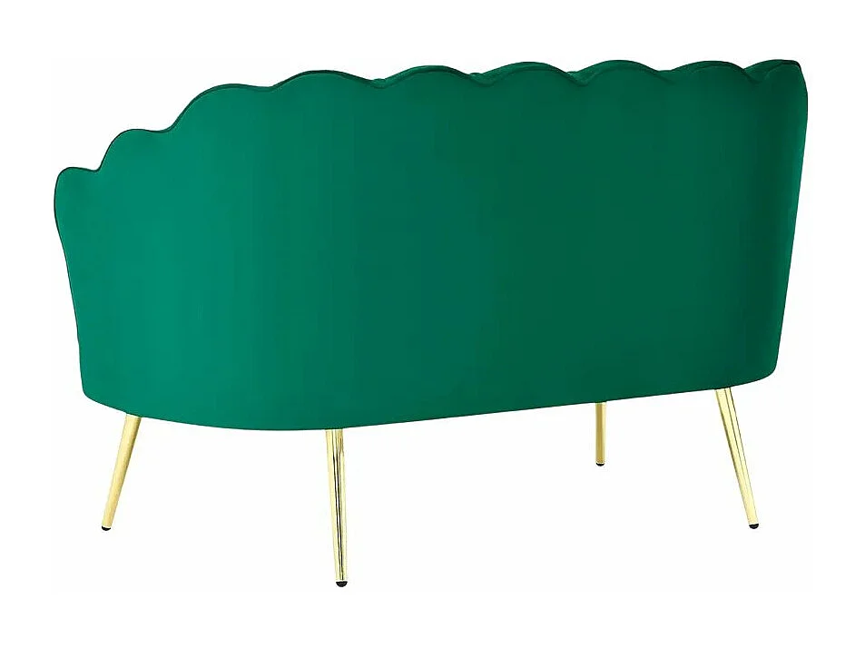 Sofá de 2 plazas de terciopelo con forma de concha estilo vintage con patas doradas Balos - Verde oscuro