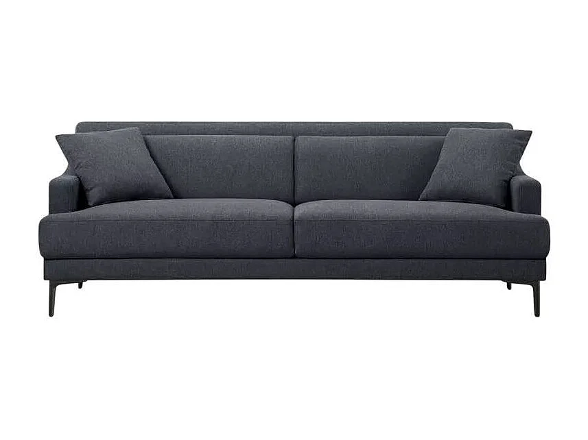 Sofá 3 plazas cómodo diseño patas metálicas 200 cm tejido negro Egbert