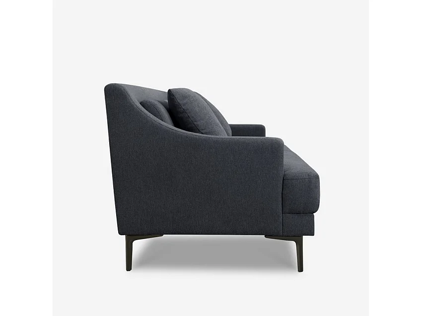 Sofá 3 plazas cómodo diseño patas metálicas 200 cm tejido negro Egbert