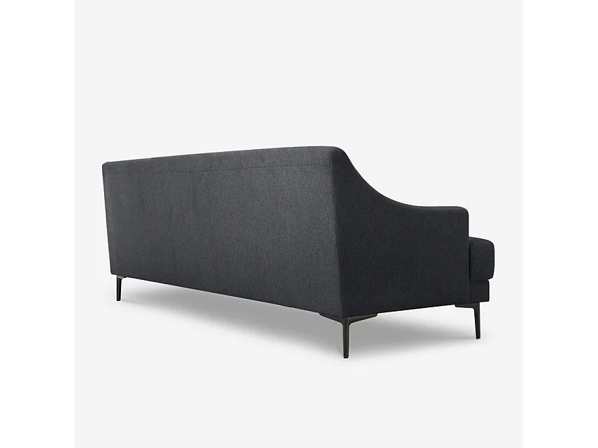 Sofá 3 plazas cómodo diseño patas metálicas 200 cm tejido negro Egbert