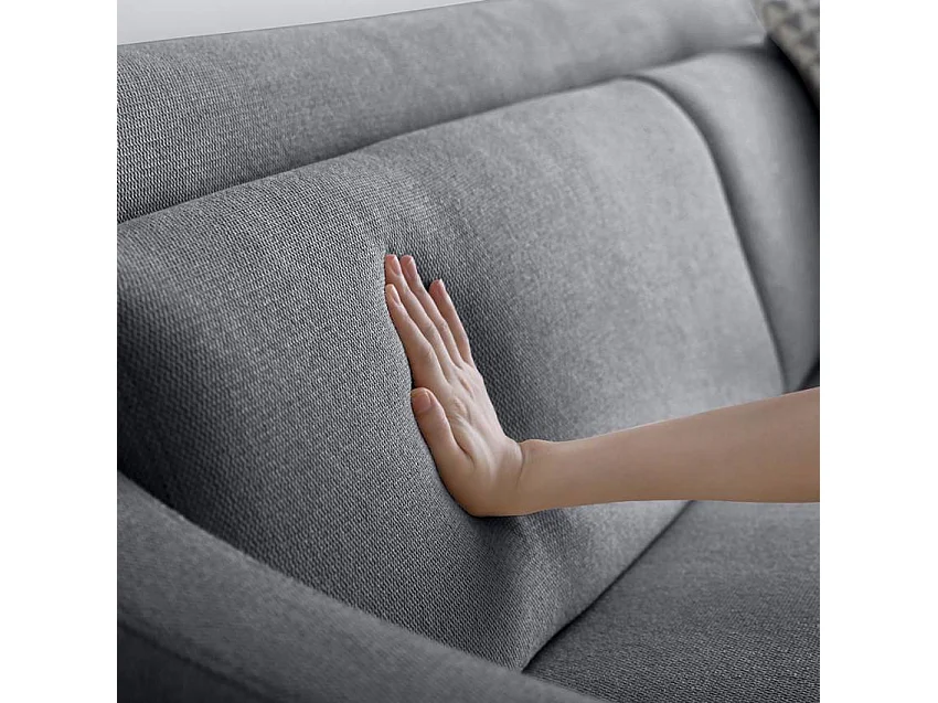 Sofá 3 plazas cómodo diseño patas metálicas 200 cm tejido negro Egbert