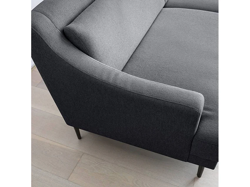 Sofá 3 plazas cómodo diseño patas metálicas 200 cm tejido negro Egbert