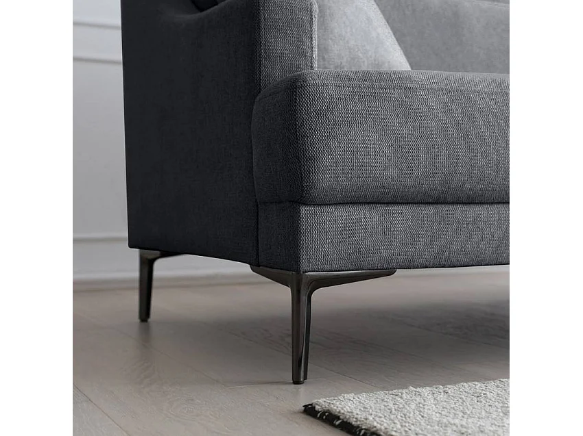 Sofá 3 plazas cómodo diseño patas metálicas 200 cm tejido negro Egbert