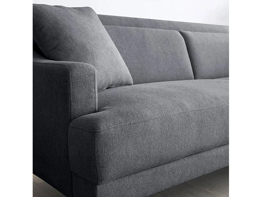 Sofá 3 plazas cómodo diseño patas metálicas 200 cm tejido negro Egbert