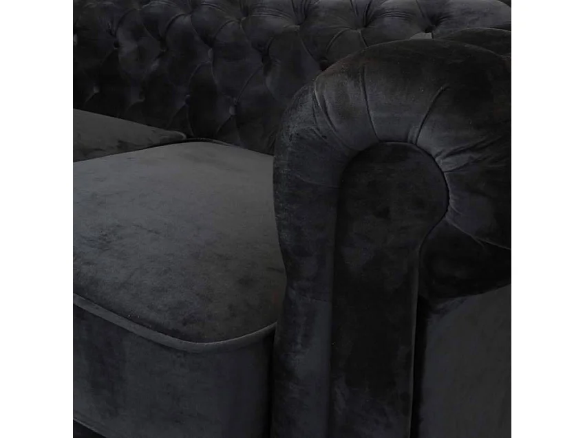 Sofá de tela aterciopelada 2 Plazas Capitoné Diseño Chesterfield - Negro
