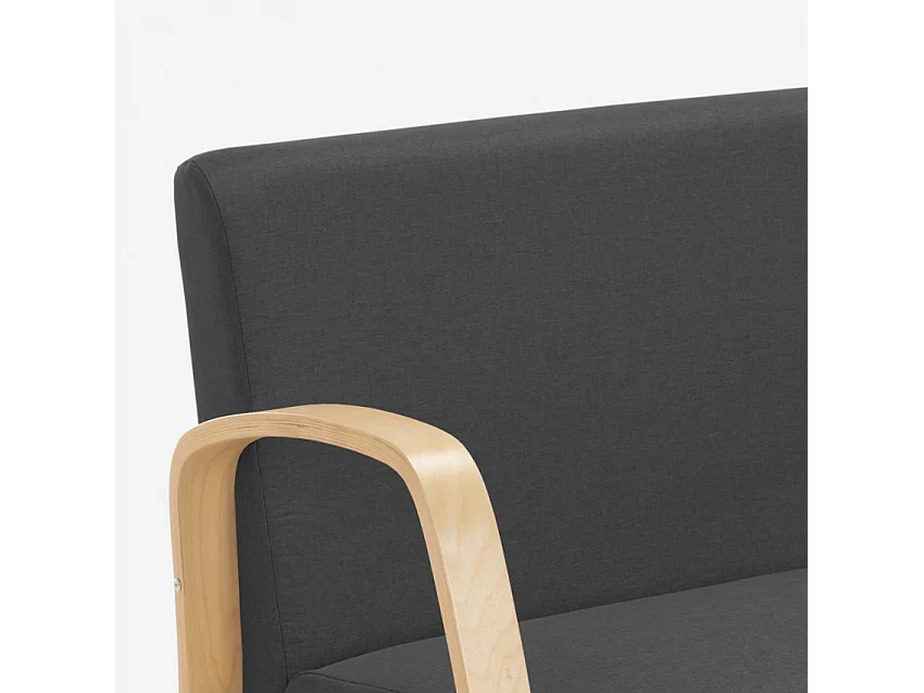 Sofá de madera y tela para sala de espera y estudio de diseño Esbjerg - Gris Oscuro