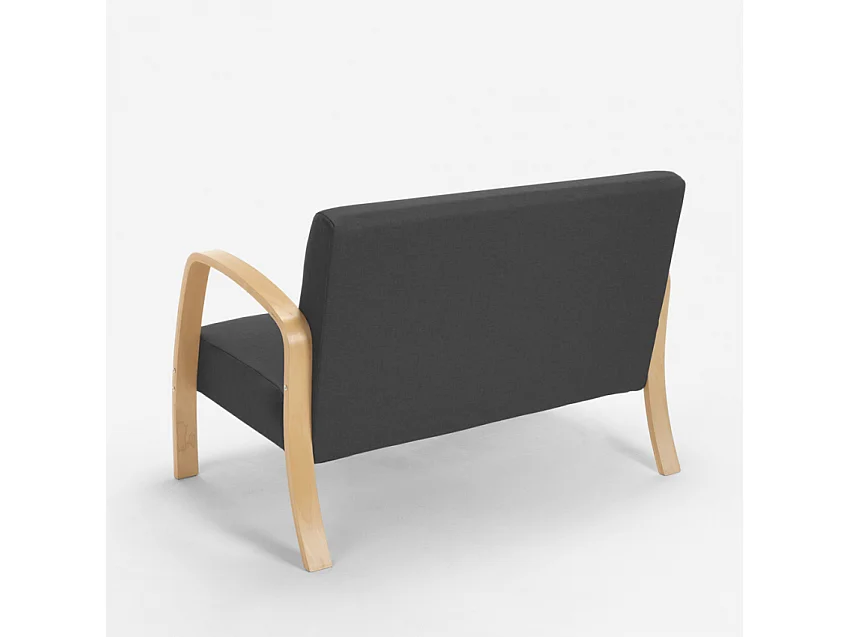 Sofá de madera y tela para sala de espera y estudio de diseño Esbjerg - Gris Oscuro