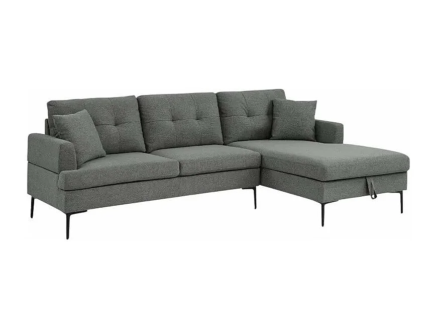 Sofá esquinero de 3 plazas de tela gris con chaise longue y espacio de almacenamiento Agadir - Gris Oscuro