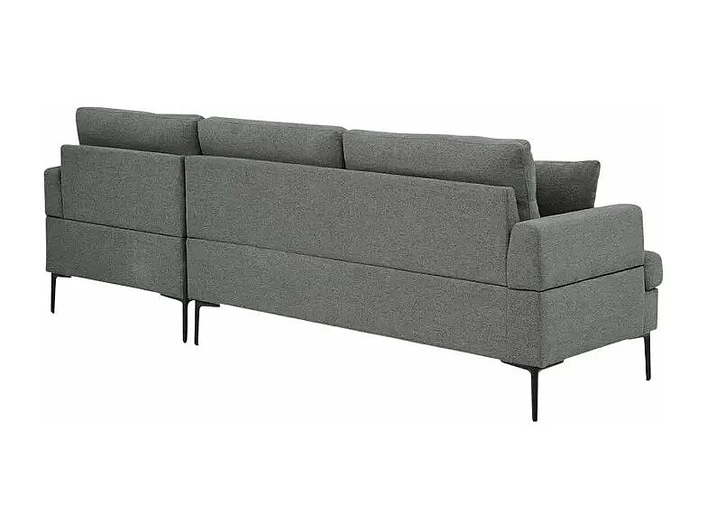 Sofá esquinero de 3 plazas de tela gris con chaise longue y espacio de almacenamiento Agadir - Gris Oscuro