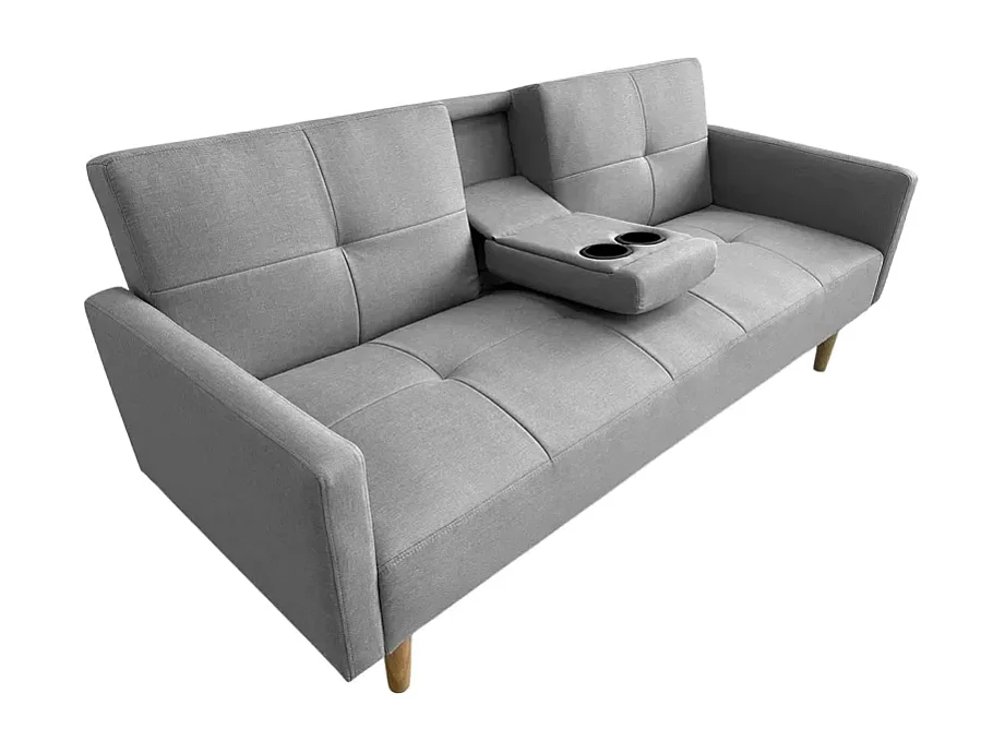 Divano letto 2 posti bracciolo porta bicchieri nordico Pino cembro