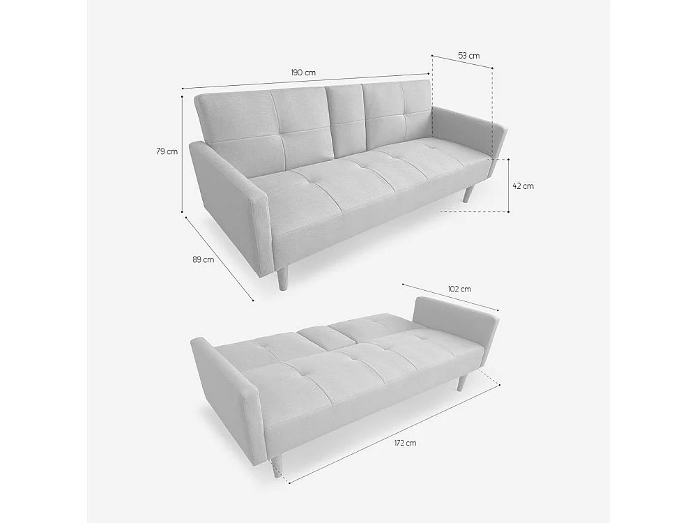 Schlafsofa 2-Sitzer nordischer Stil mit Armlehne Getränkehalter Donum