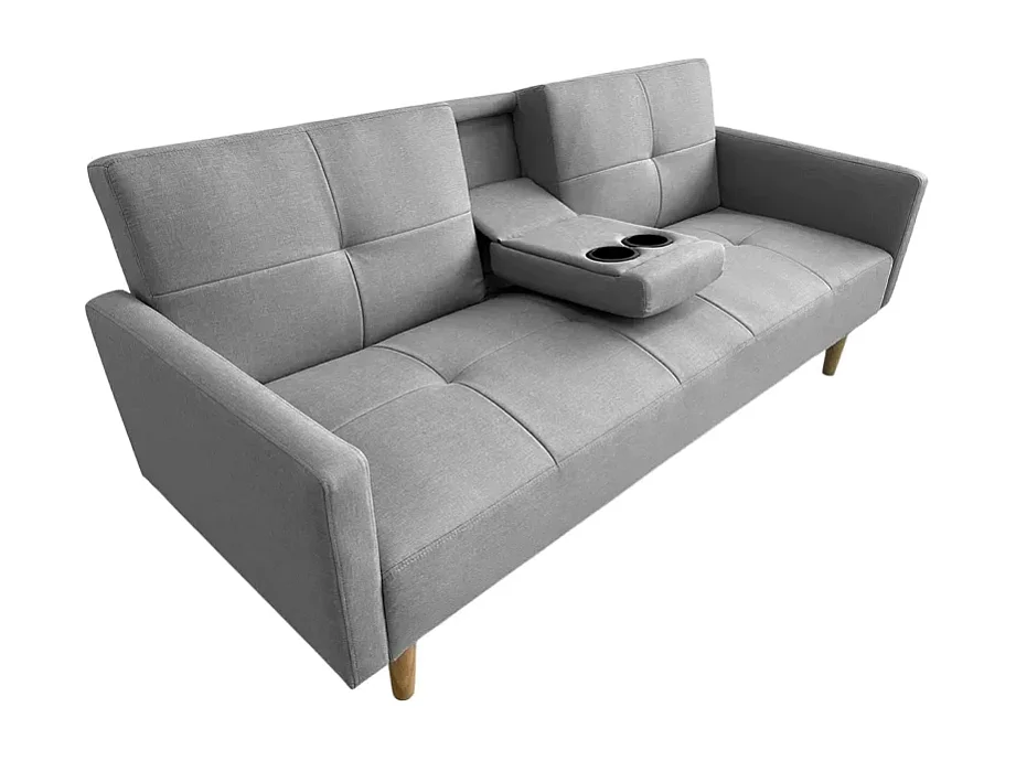 Schlafsofa 2-Sitzer nordischer Stil mit Armlehne Getränkehalter Donum