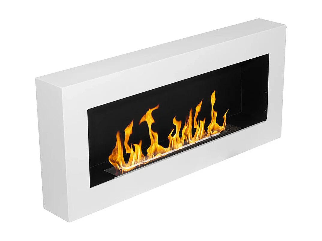 Cheminée bioéthanol murale Siena blanche L 90 x P 12 x H 40