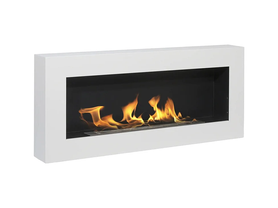 Bioethanolkamin Wandbiokamin Siena weiß L 90 x T 12 x H40