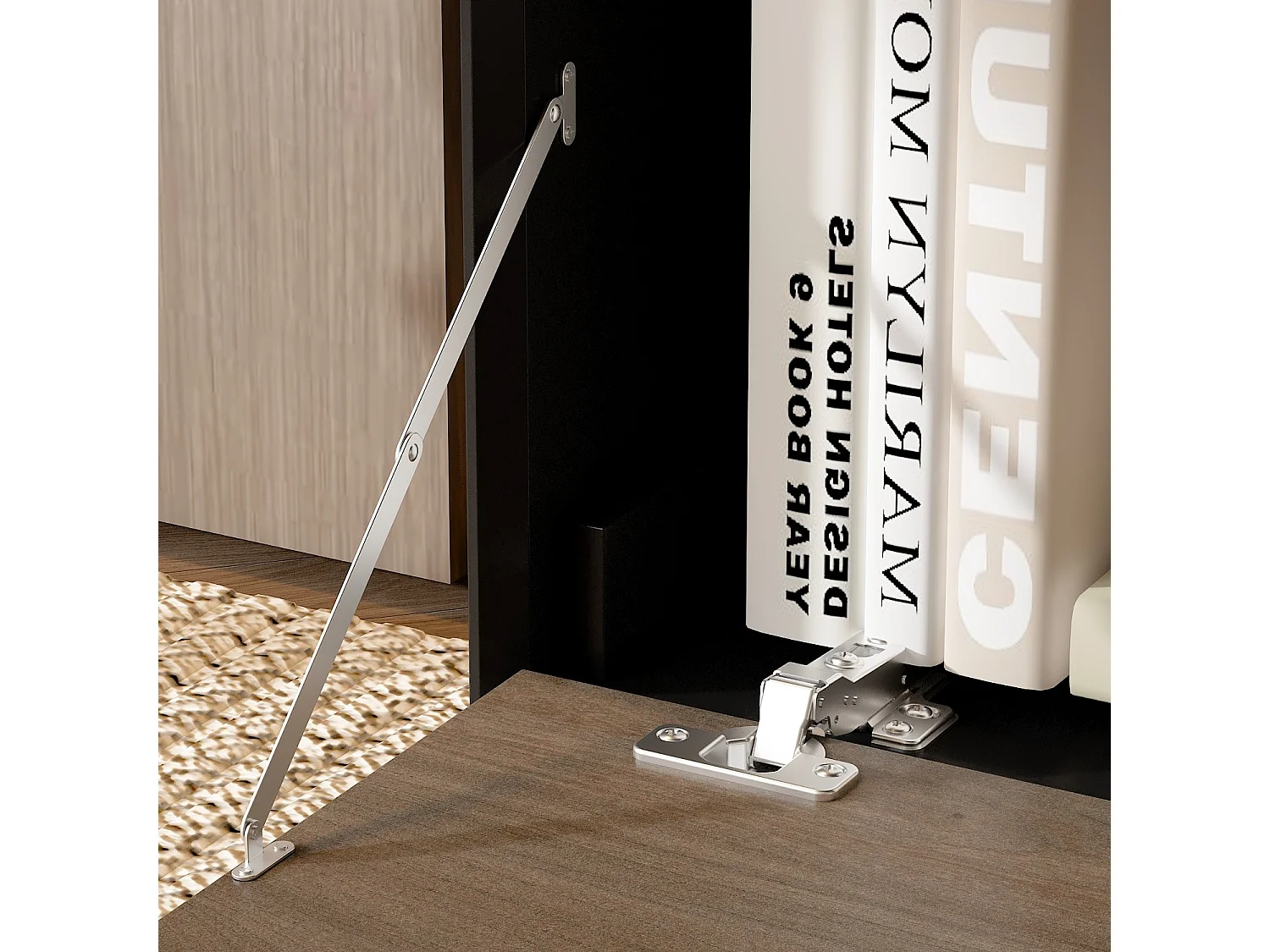 Meuble TV,support TV,Meuble bas,Porte de placard rabattable,2 Tiroirs,2 Armoire,160x68x40cm,Brun clair avec grain de bois