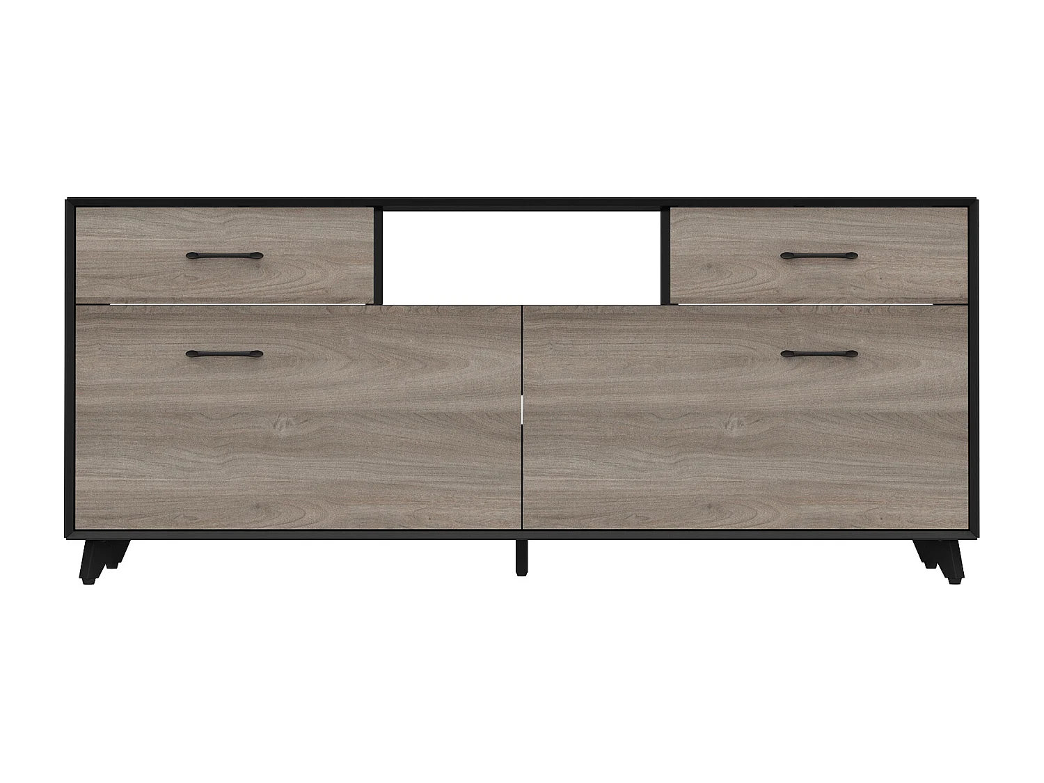 Meuble TV,support TV,Meuble bas,Porte de placard rabattable,2 Tiroirs,2 Armoire,160x68x40cm,Brun clair avec grain de bois