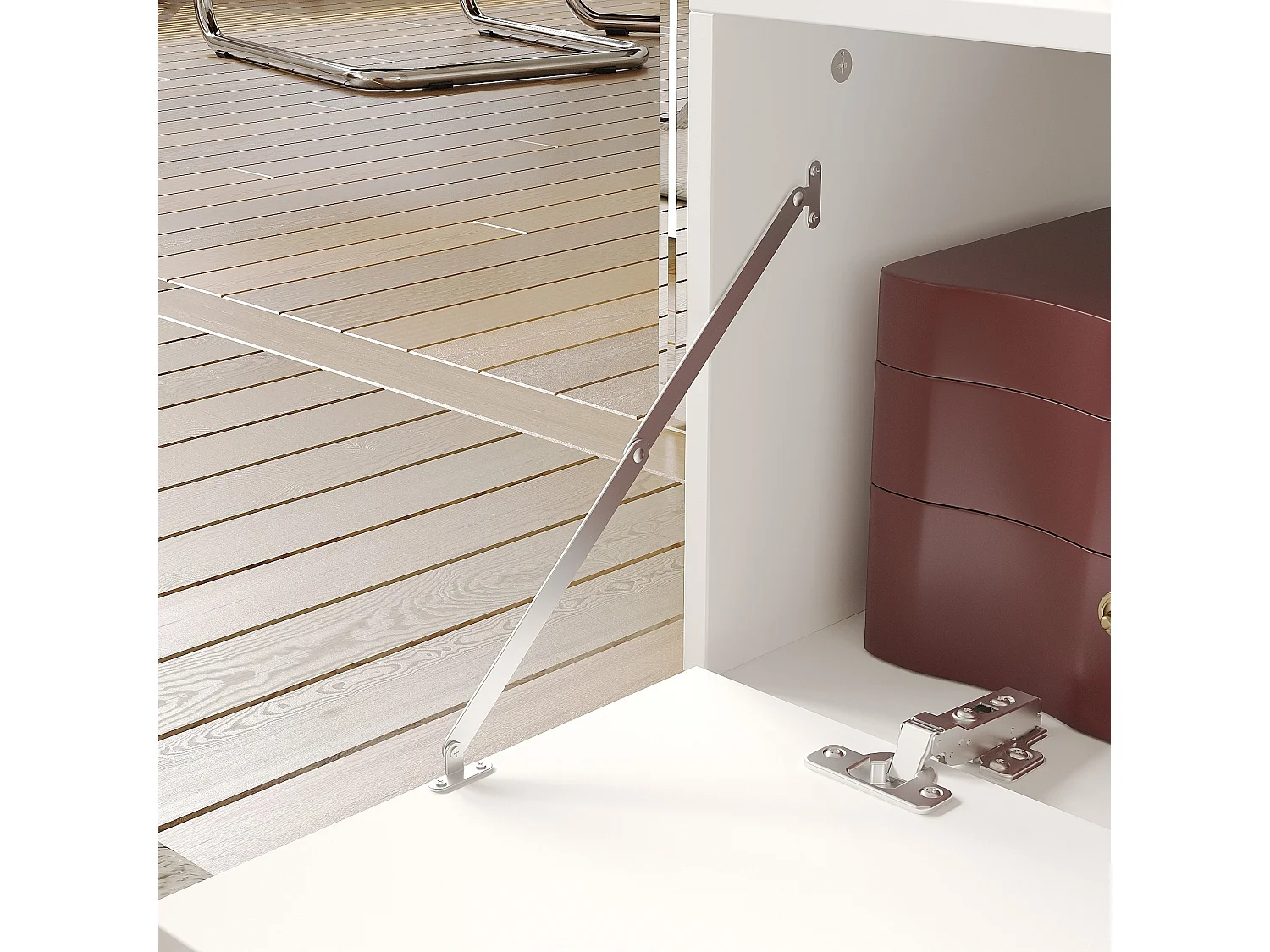 Meuble TV avec longueur réglable,support TV,Meuble bas,2 tiroirs,2 compartiments ouverts,120x30x31cm,Blanc