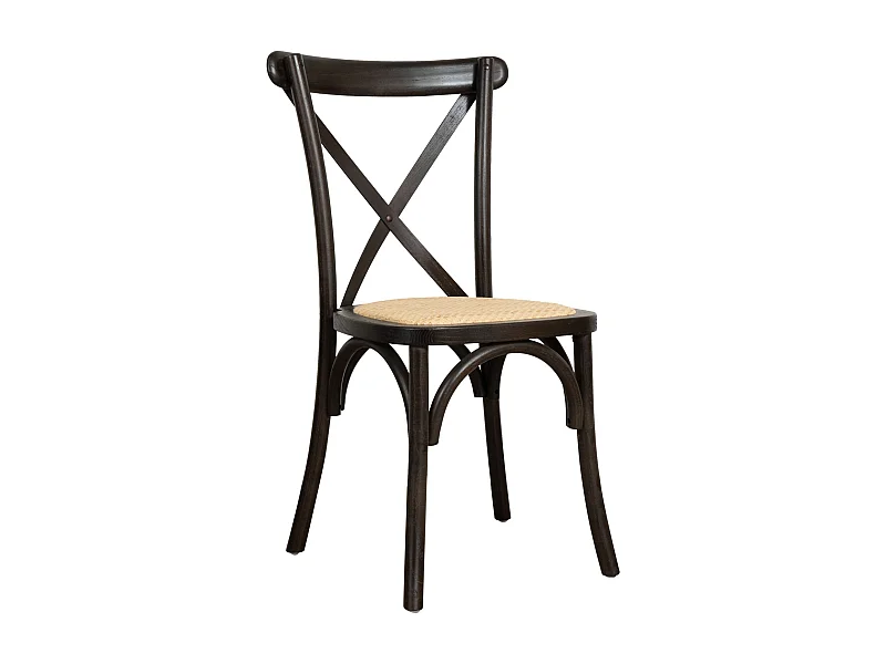 BISCOTTINI - Chaise - Bois massif finition rotin noir - Chaise de bistrot - Chaise de jardin - Chaise de cuisine - 42x44x88 cm - Empilable