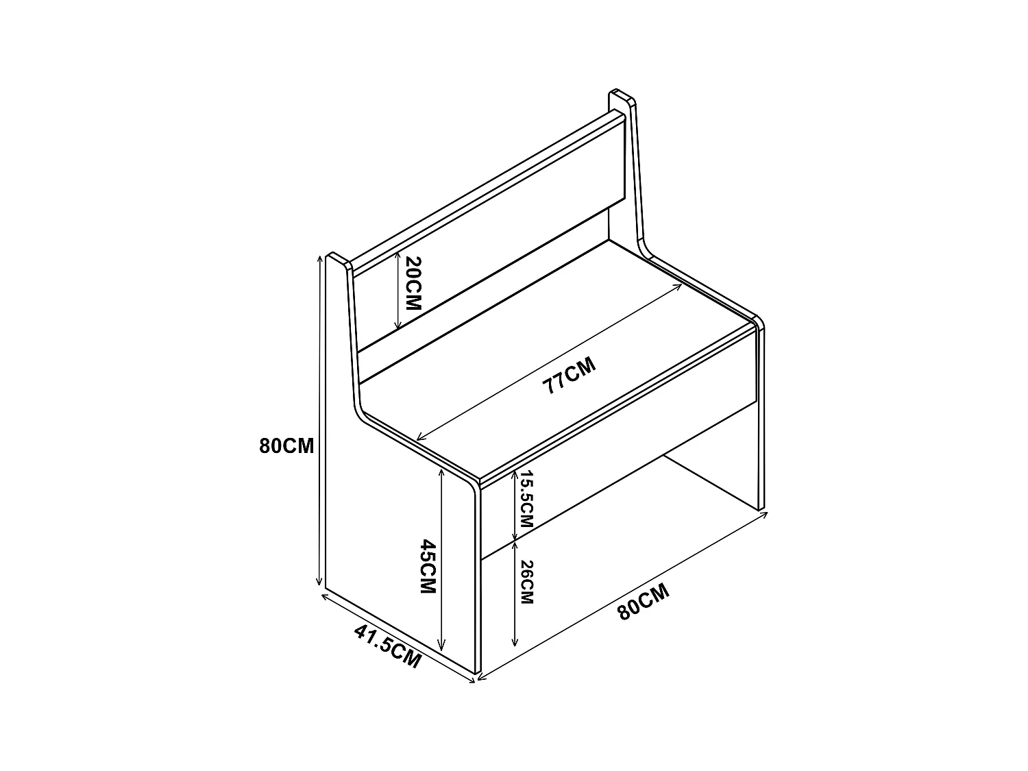 Ławka stołowa narożna z drewna Esal 80 cm
