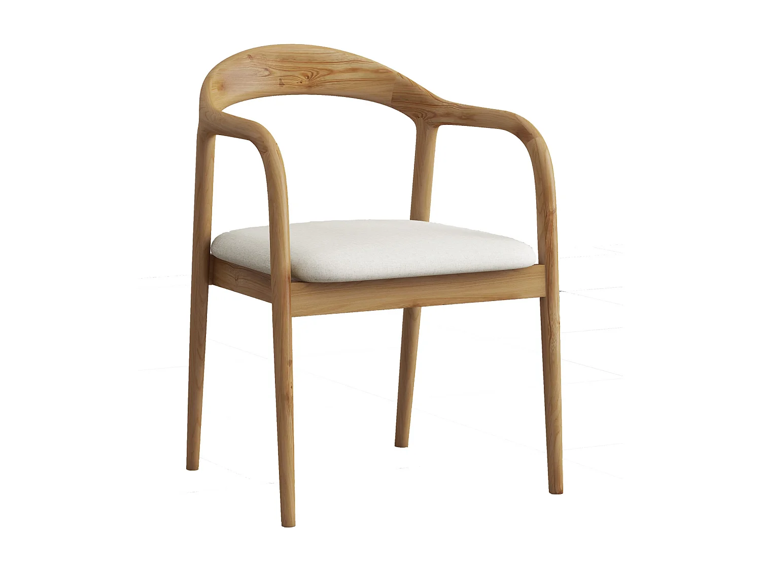TITO-Fauteuil de table en Frêne et Lin naturel Ecru (x2)