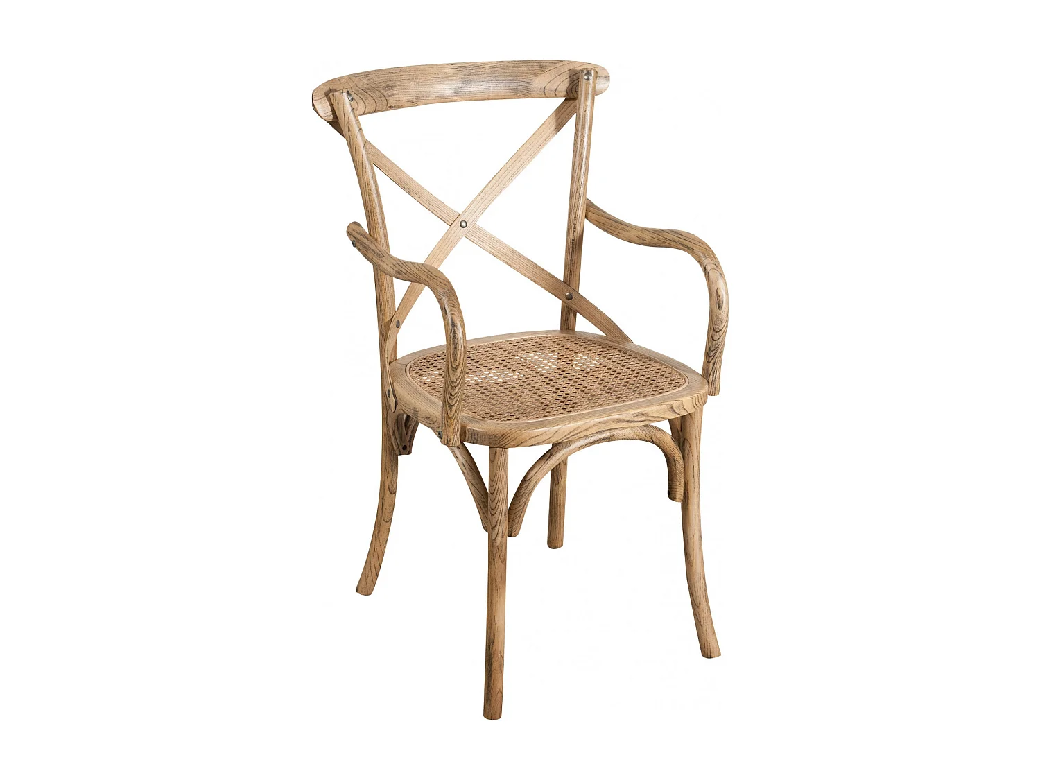 Fauteuil BISCOTTINI – Bois massif avec finition en rotin noir, chaise bistro vintage empilable – Parfait pour Bistro, Salle à Manger et Salon – 50 x 43 x 89 cm