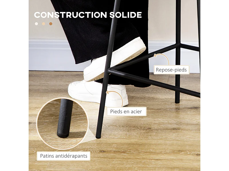 Lot de 2 tabourets de bar MARIO rotin et noir