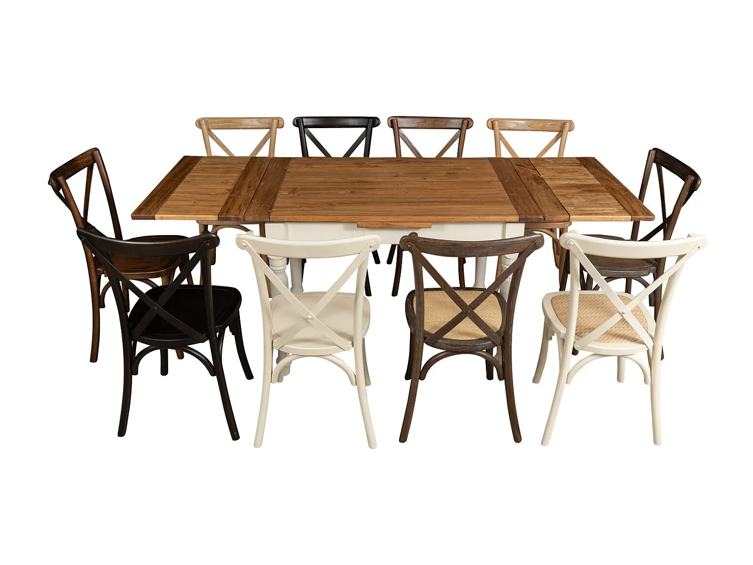 BISCOTTINI - Chaise Harmonie - Bois de frêne massif vintage finition blanche - Chaise de bistrot - Chaise de jardin - Chaise de cuisine - 42x43x88 cm