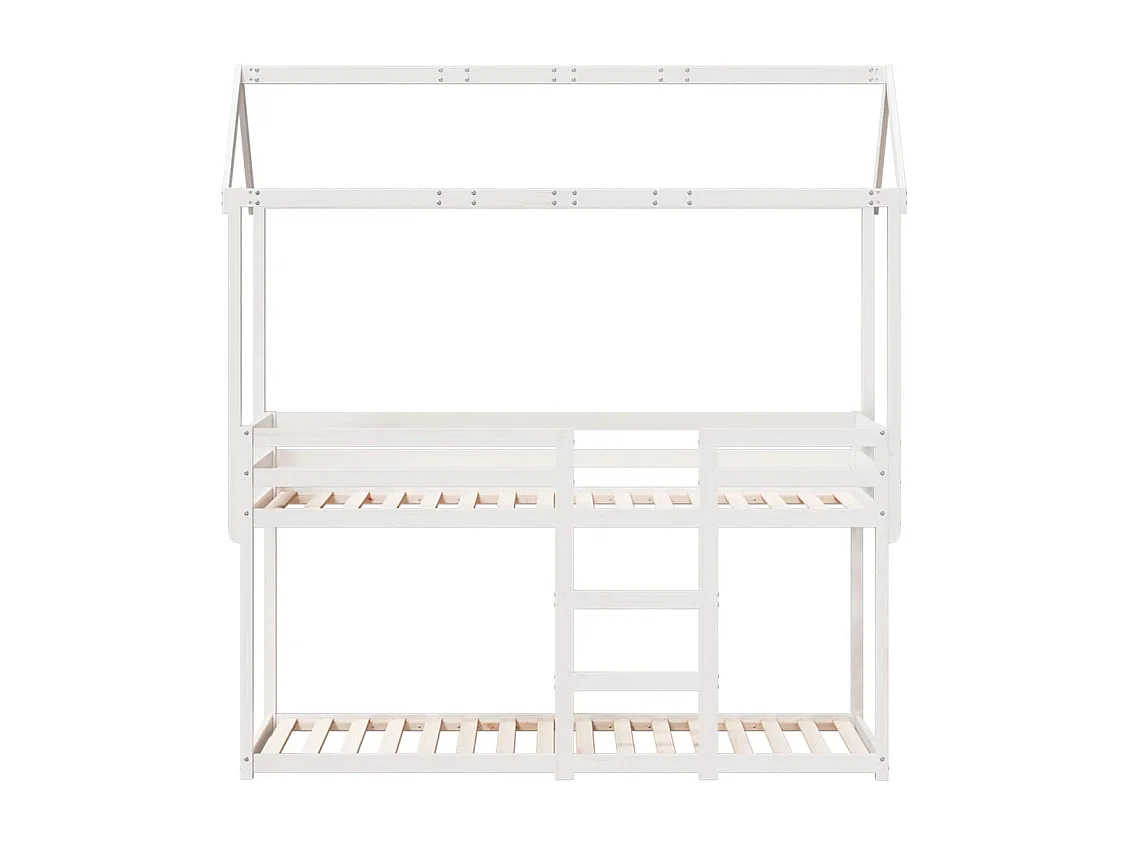 Lit superposé sans matelas blanc 75x190 cm bois de pin massif