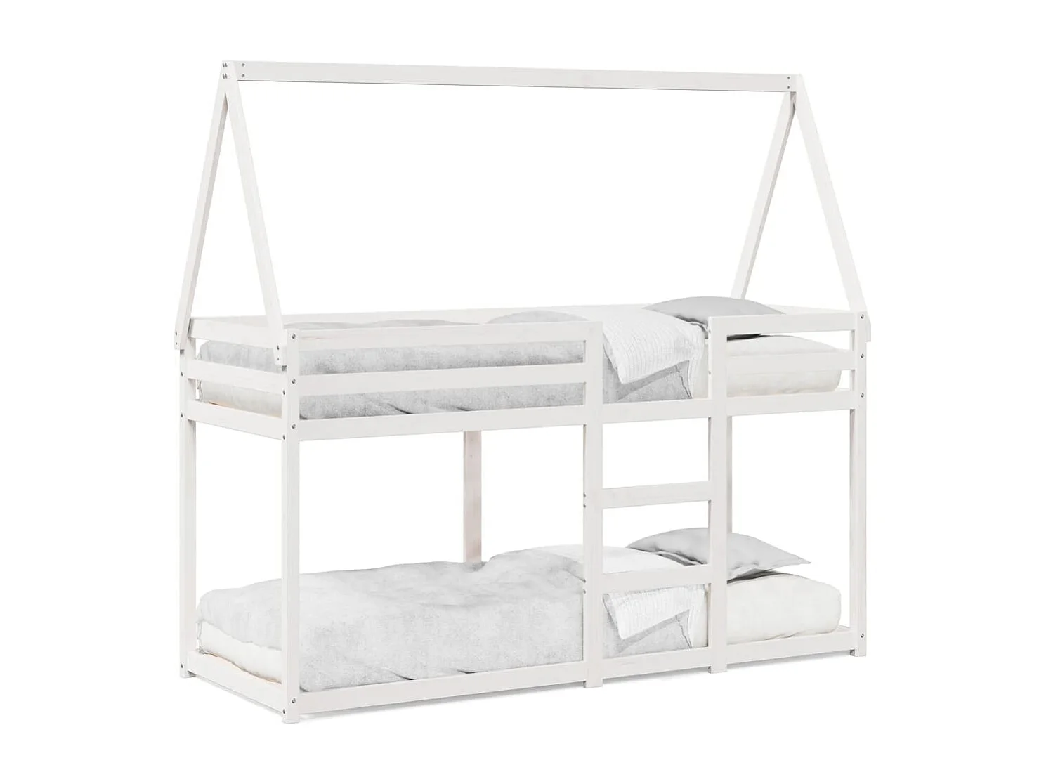 Lit superposé sans matelas blanc 75x190 cm bois de pin massif