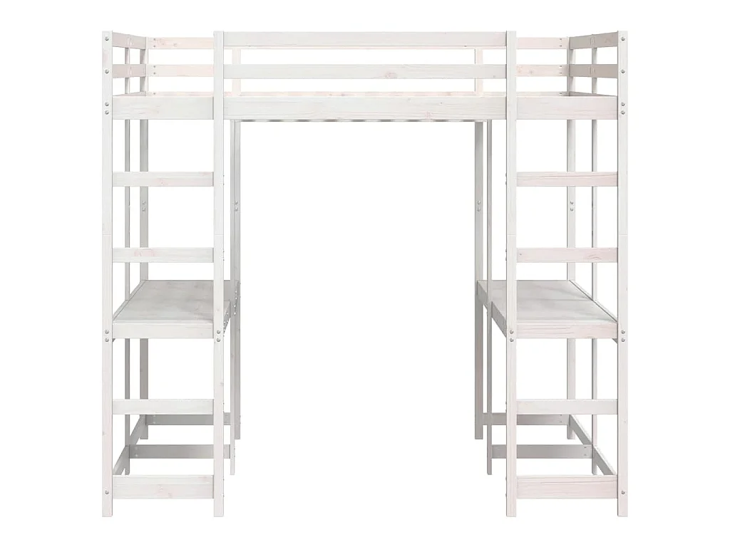 Lit superposé et bureau et échelle 140x200cm bois de pin massif
