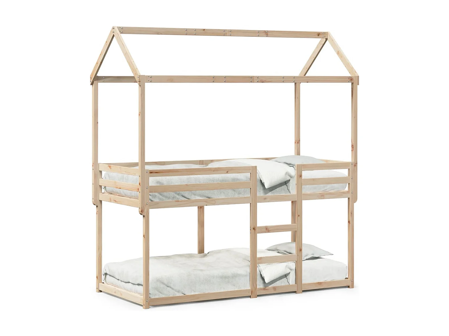 Etagenbett mit Dach 75x190 cm Massivholz Kiefer