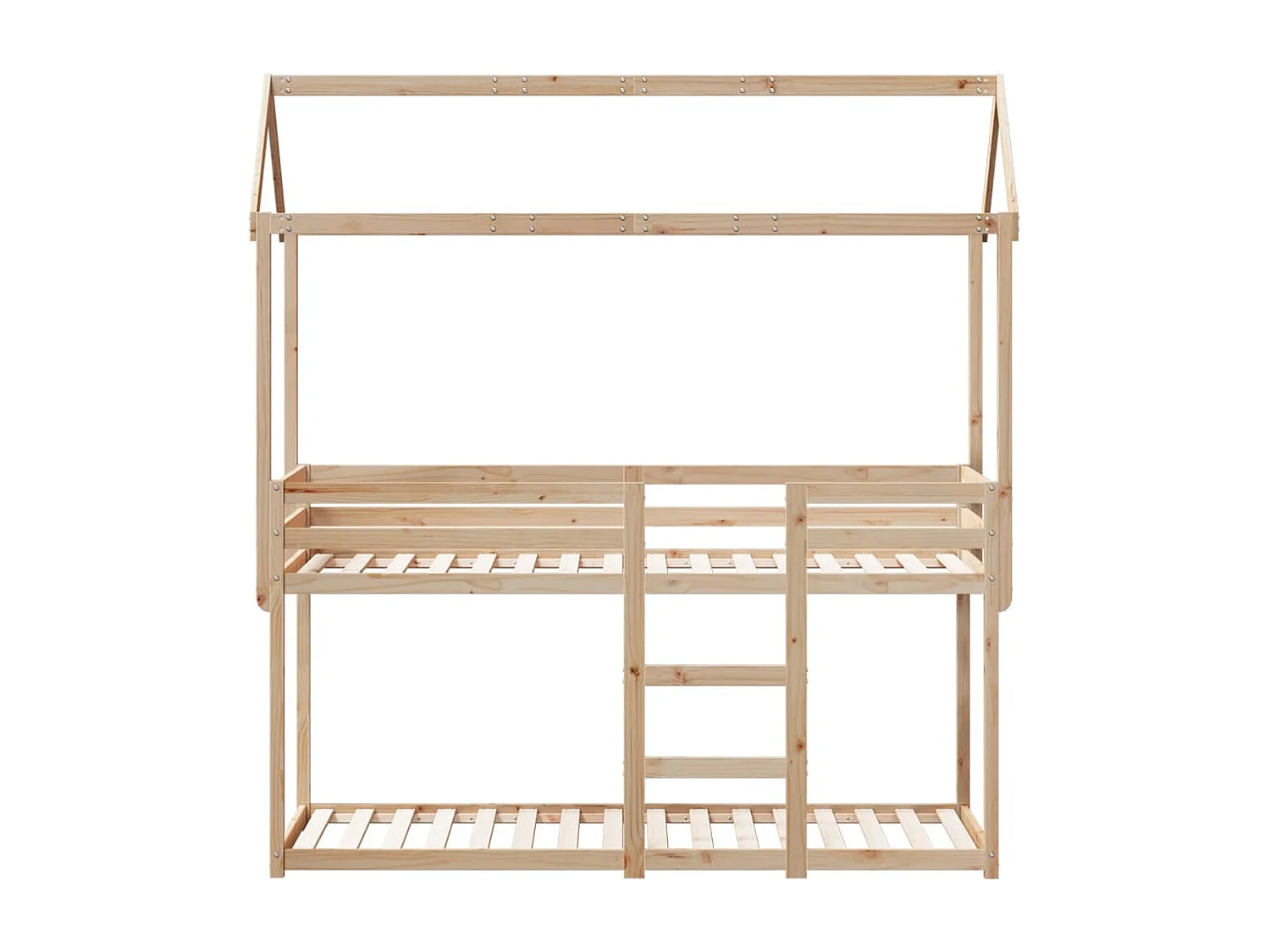 Etagenbett mit Dach 75x190 cm Massivholz Kiefer