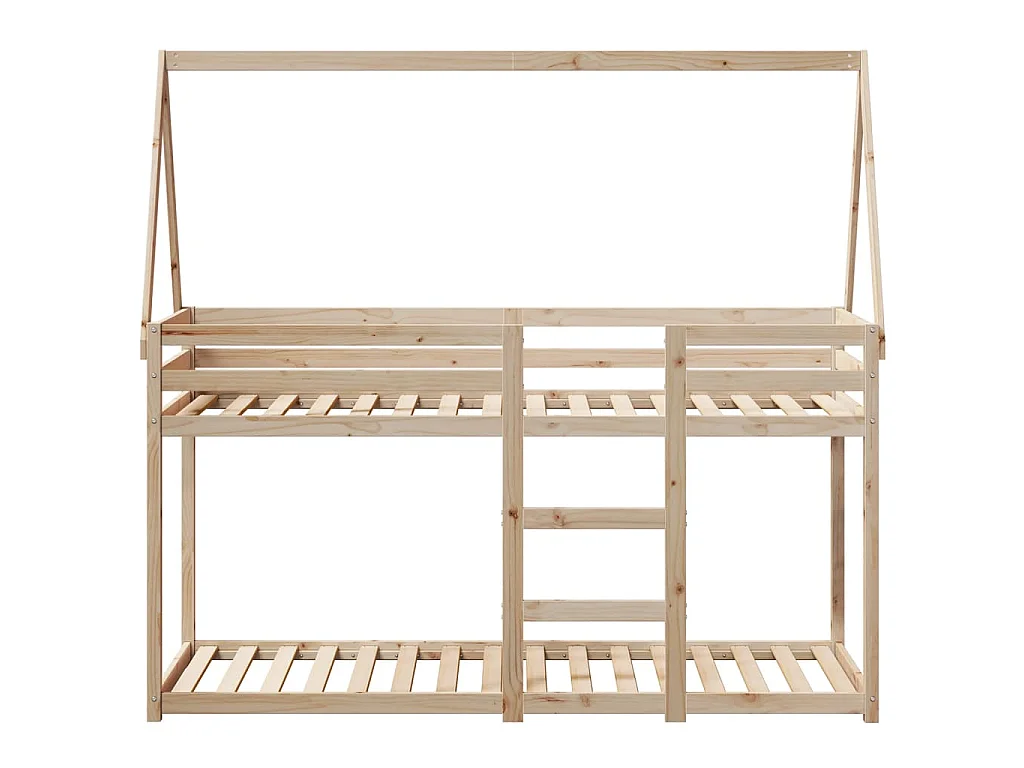 Stapelbed 75x190 cm met dak massief grenenhout