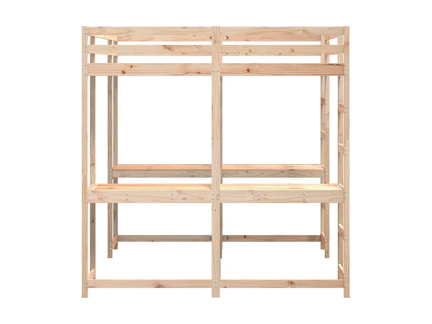 Lit superposé et bureau et échelle 180x200cm bois de pin massif