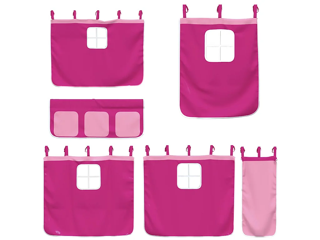 Stapelbed met gordijnen 75x190 cm grenenhout roze