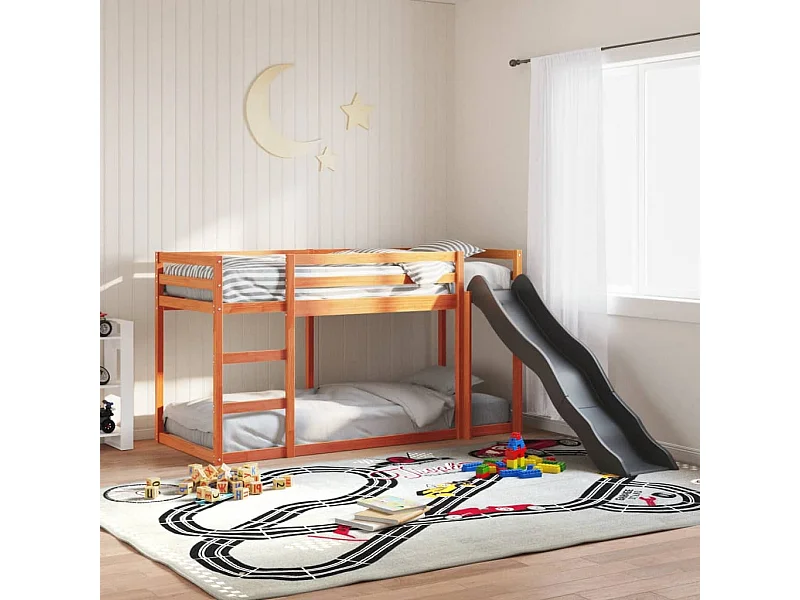 Etagenbett mit Rutsche & Leiter Wachsbraun 75x190cm Kiefernholz