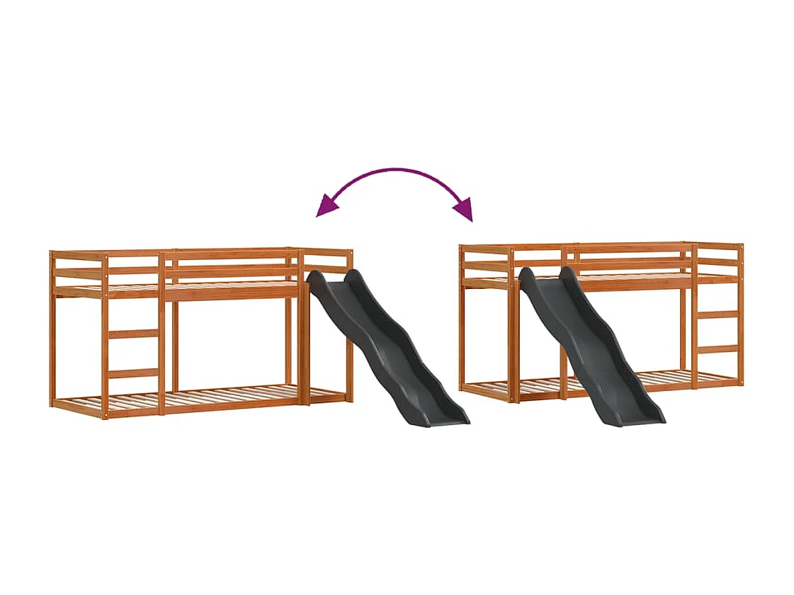 Lit superposé avec toboggan et échelle sans matelas 75x190 cm