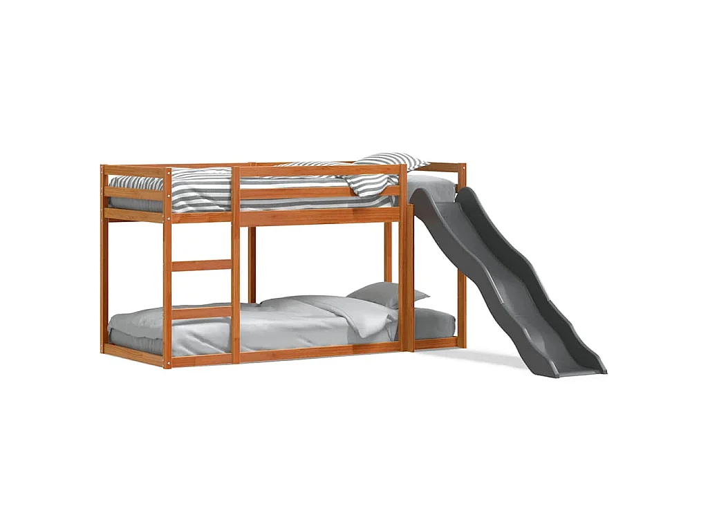 Etagenbett mit Rutsche & Leiter Wachsbraun 75x190cm Kiefernholz