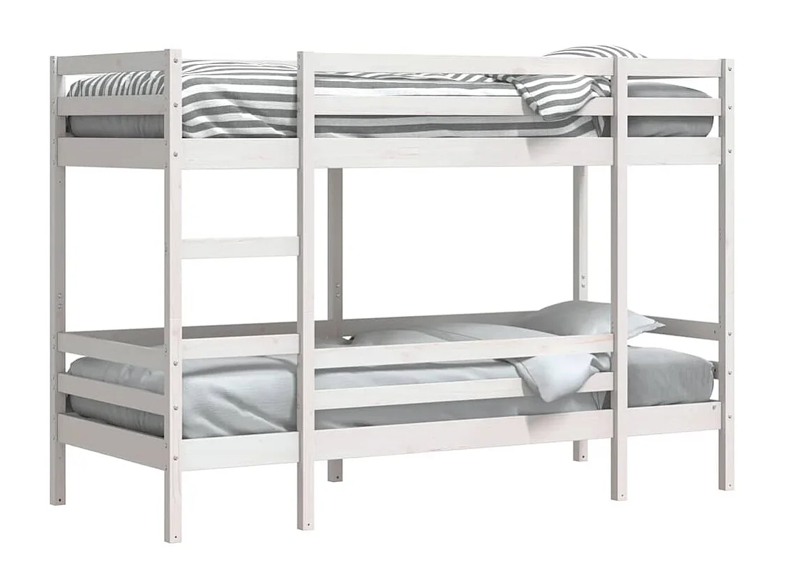 Lit superposé sans matelas blanc 75x190 cm bois de pin massif