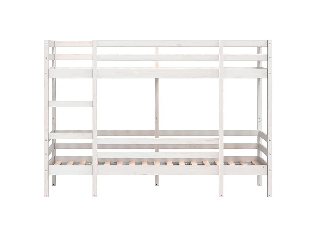 Letto a Castello Bianco 75x190 cm in Legno Massello di Pino