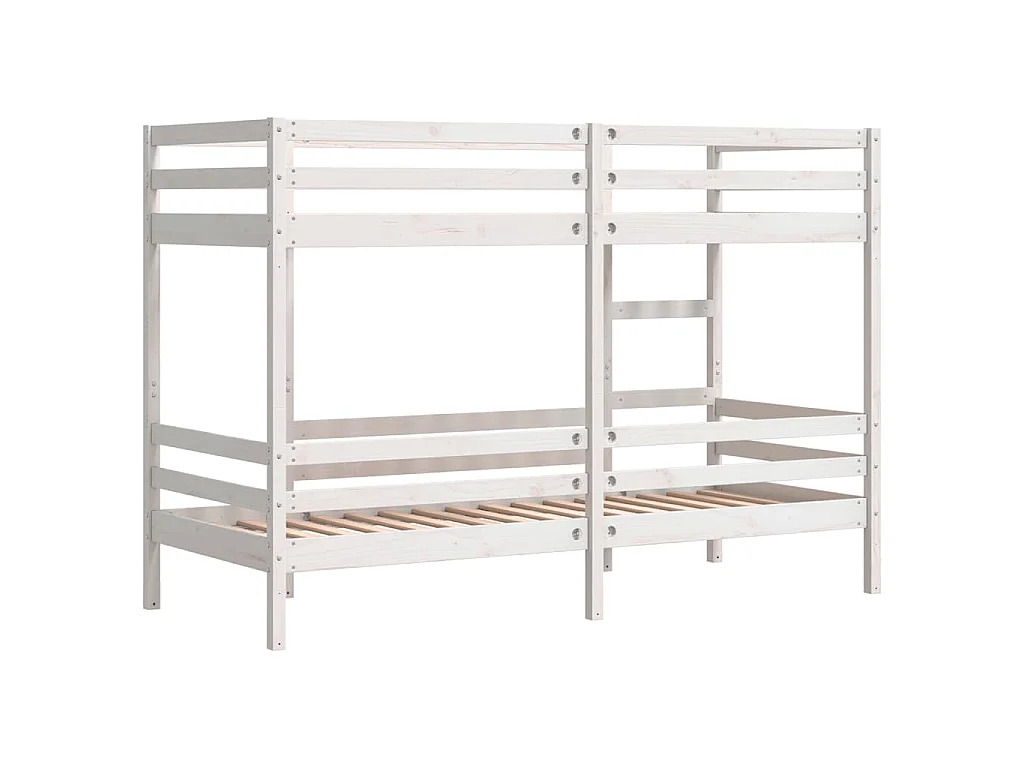 Letto a Castello Bianco 75x190 cm in Legno Massello di Pino