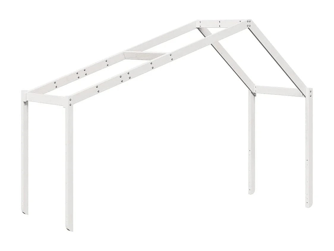 Etagenbett mit Dach Weiß 75x190 cm Massivholz Kiefer