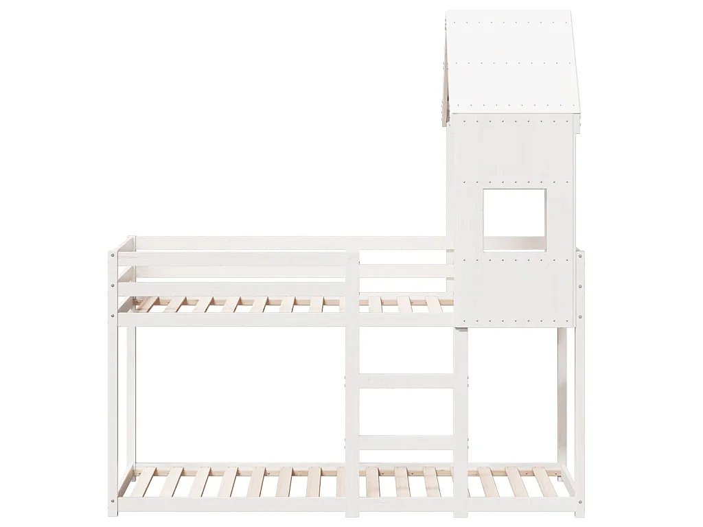 Etagenbett mit Dach Weiß 75x190 cm Massivholz Kiefer