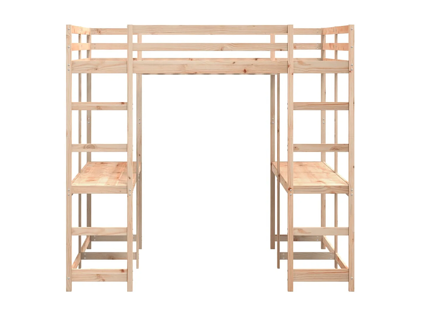 Hoogslaper met bureau en ladder massief grenenhout 160x200 cm